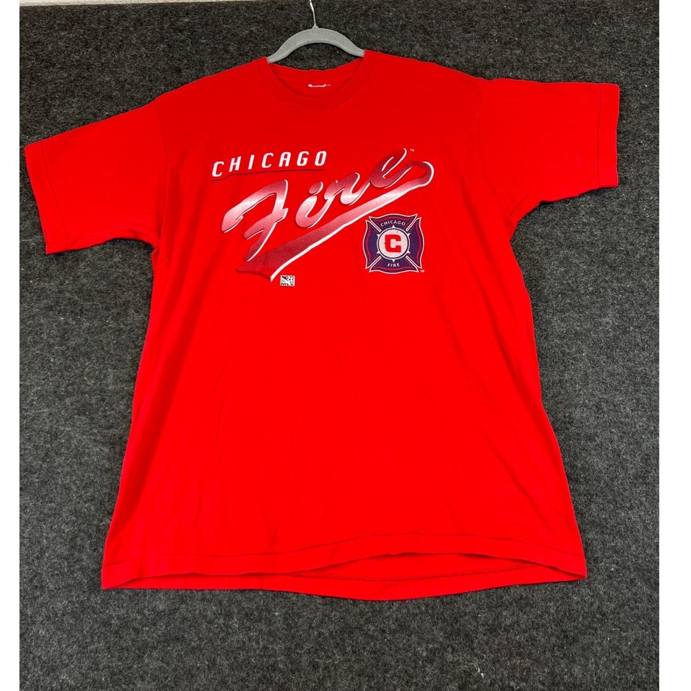 Vintage 1999 Chicago Fire FC MLS Soccer Club T-Shirt Mens Large Red